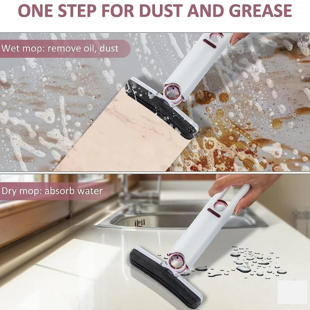 Mini Portable Foldable Sponge Mop – Handheld 360° Cleaning Mop for Home, Office & Car