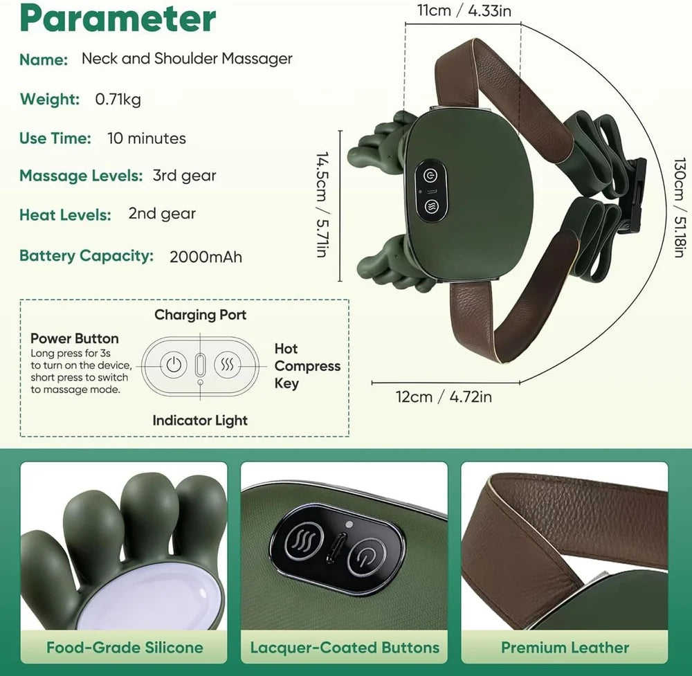 4D Smart Neck & Shoulder Massager with Heat Therapy