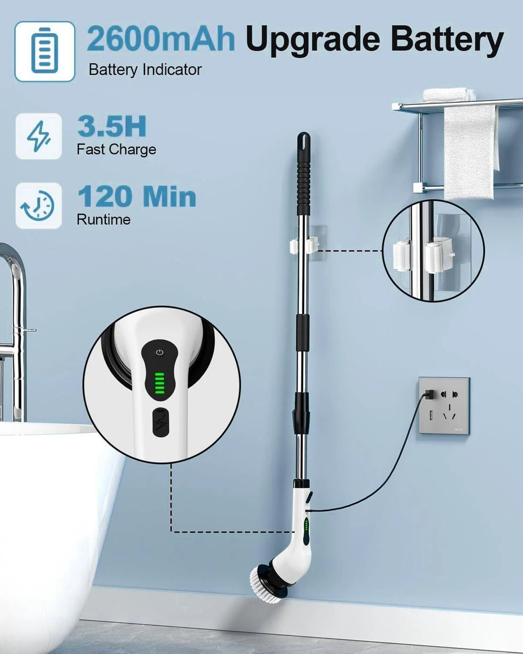 9-in-1 Electric Spin Scrubber Brush – Cordless Rechargeable Cleaning Brush with Extendable Handle