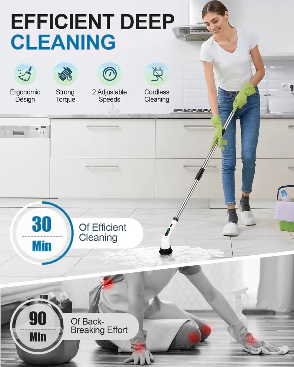 9-in-1 Electric Spin Scrubber Brush – Cordless Rechargeable Cleaning Brush with Extendable Handle